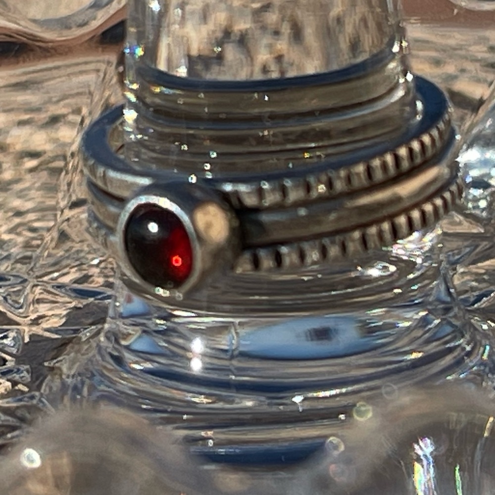 Garnet & Sterling Stack Rings (3)